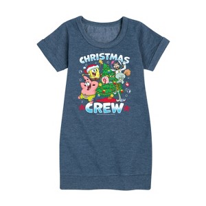 - SpongeBob SquarePants - Christmas Crew Graphic Short Sleeve Fleece Dress - 1 of 4