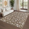 Washable Area Rug, Modern Floral Soft Thin Non Slip Carpet for Living Room, Bedroom, or Farmhouse Office - 2 of 4
