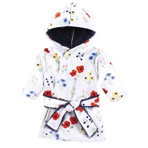 Hudson Baby Infant Girl Mink with Faux Fur Lining Pool and Beach Robe Cover-ups, Wildflower - 1 of 2