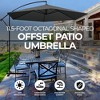 Four Seasons Courtyard 11.5 Foot Offset Patio Umbrella Octagonal Shaped Canopy Shade Outdoor Backyard Furniture with Aluminum Pole, Charcoal Gray - 2 of 4