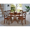 Victorian Dinette Set for 4 - 42 Inch Round Table & 4 Chairs - Mahogany Finish Dining Room Furniture - 2 of 4