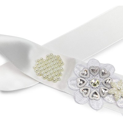 Sparkle and Bash White Rhinestone Jeweled Wedding Dress Belt for Bride (89 x 1.5 Inches)