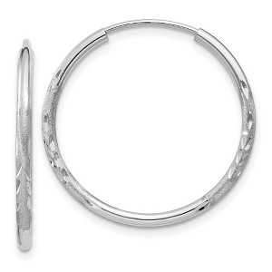 Black Bow Jewelry 1.5mm x 24mm 14k White Gold Satin Diamond-Cut Endless Hoop Earrings - 1 of 4