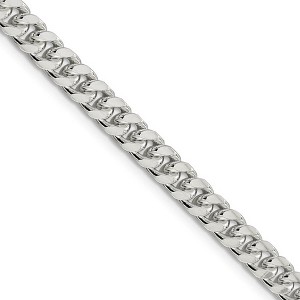 Black Bow Jewelry 6mm Sterling Silver Solid D/C Domed Curb Chain Necklace - 1 of 4