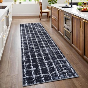 Modern Plaid Rug, Washable Soft Low-Pile Non-Slip Stain-Resistant Area Carpet for Bedroom, Living Room, Dining Room, Nursery - 1 of 4