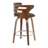 Set of 2 26" Fabric Mid-Century Modern Barstools with Wood Legs, Round Chrome Footrest, and 360¡ã Swivel for Kitchen or Home Bar - 4 of 4