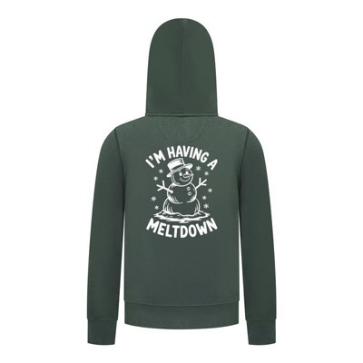 Everyday Kids Christmas Collection I’m Having a Meltdown Zip Up Hoodie – Funny Snowman Holiday Sweatshirt - Green