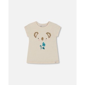 Deux par Deux Girl Organic Cotton Tee Cream and Koala - 1 of 4