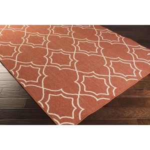 Hauteloom Unique Rust Red Lattice Trellis Outdoor Rug - 1 of 4