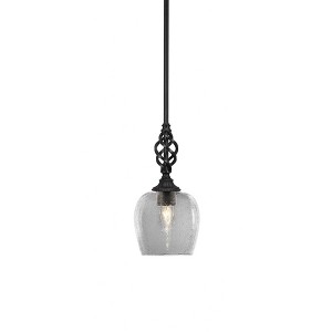 Toltec Lighting Elegante 1 - Light Pendant in  Matte Black with 6" Clear Bubble Shade - 1 of 2