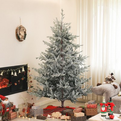 Whisen 6FT Pine Artificial Christmas Tree with 795 Snow Flocked Tips, Foldable Metal Stand - Green