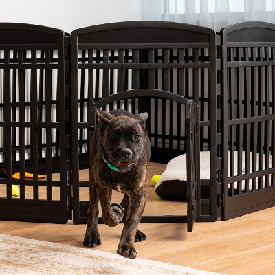 Black 10-Panel Plastic Pet Playpen with Door