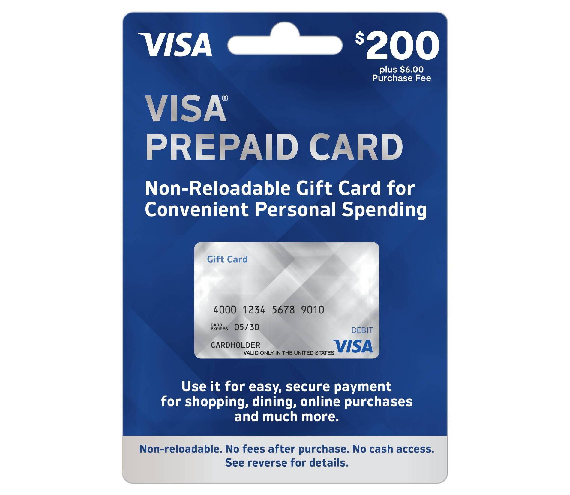 Visa Prepaid GiftCard - $200 + $6 Fee