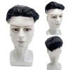 Jessie's Wig Men's Hand-Tied PU Base Human Hair Toupee 15x20 Full Coverage Straight Natural Black 1 Pc/Pack - 3 of 4
