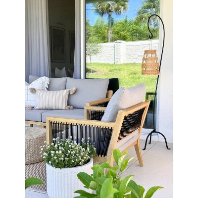 Freya Bohemian Acacia Wood Outdoor Armchair with Cushions