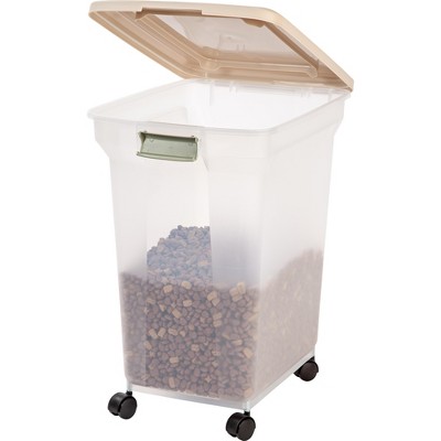 White Airtight Plastic Pet Food Storage Container with Wheels