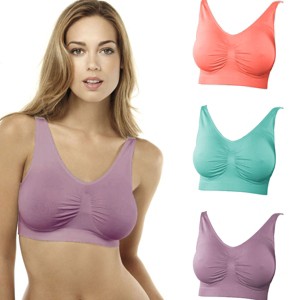 Comfortisse Bras - 3 Pack - Pink, Purple, Teal - Small - 1 of 2