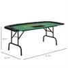 YONWAY Foldable Poker Table, 72 Inch 7-Player Blackjack Table with Chips and Cup Holders, Green Felt, for Adults - 3 of 4