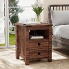 Farmhouse Nightstand wtih Charging Station, 18" End Table Side Table with 2 Drawers for Bedroom, Living Room - 2 of 4