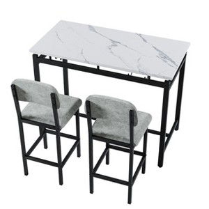 Maliang 3 Piece Dining Room Table Set, 1 Dining Table and 2 Upholstered Gray Chairs, for Small Spaces, Apartment, Pub - 1 of 4