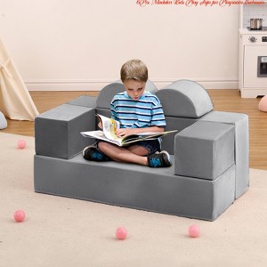 Kids Play Couch, 6Pcs Modular Kids Play Sofa for Playroom Bedroom, Kids Modular Couch Toddler Foam Sofa, Kids Convertible Sofa w/ Removable Cover - 1 of 4