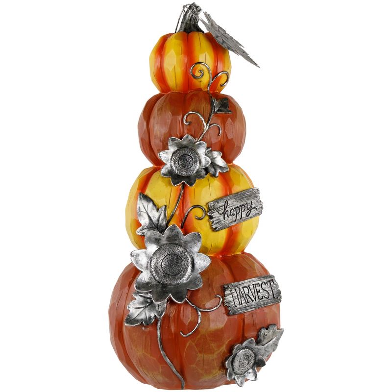 Northlight 18.25” Stacked Pumpkins 'Happy Harvest' Fall Outdoor Decoration, 4 of 7
