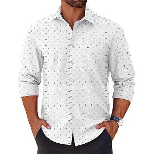 COOFANDY Mens Long Sleeve Button Down Shirts Casual Untucked Shirts for Men Dress Shirts Beach Wedding Shirts - 1 of 4