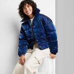  Women's Iridescent Shine Duvet Puffer Jacket - Wild Fable™ Navy Blue