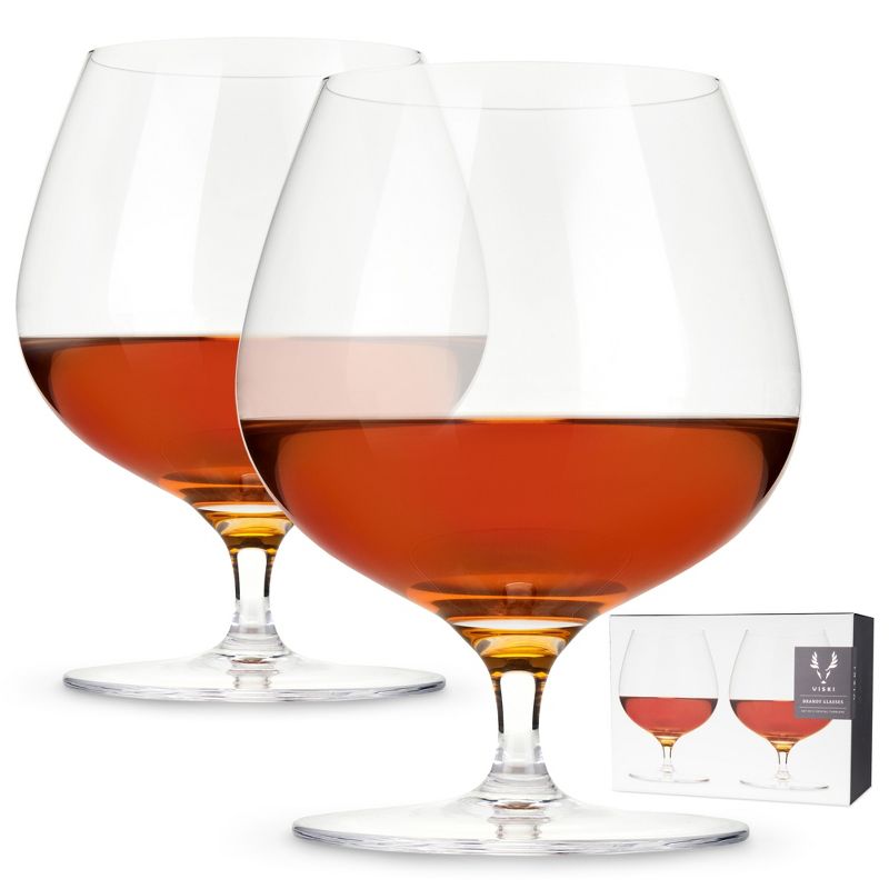 Viski Crystal Wingback Cognac Glasses Set of 2 - Premium Crystal Clear Glass, Stylish Brandy Snifters, Cocktail Glass Gift Set - 17 oz, Clear, 1 of 8