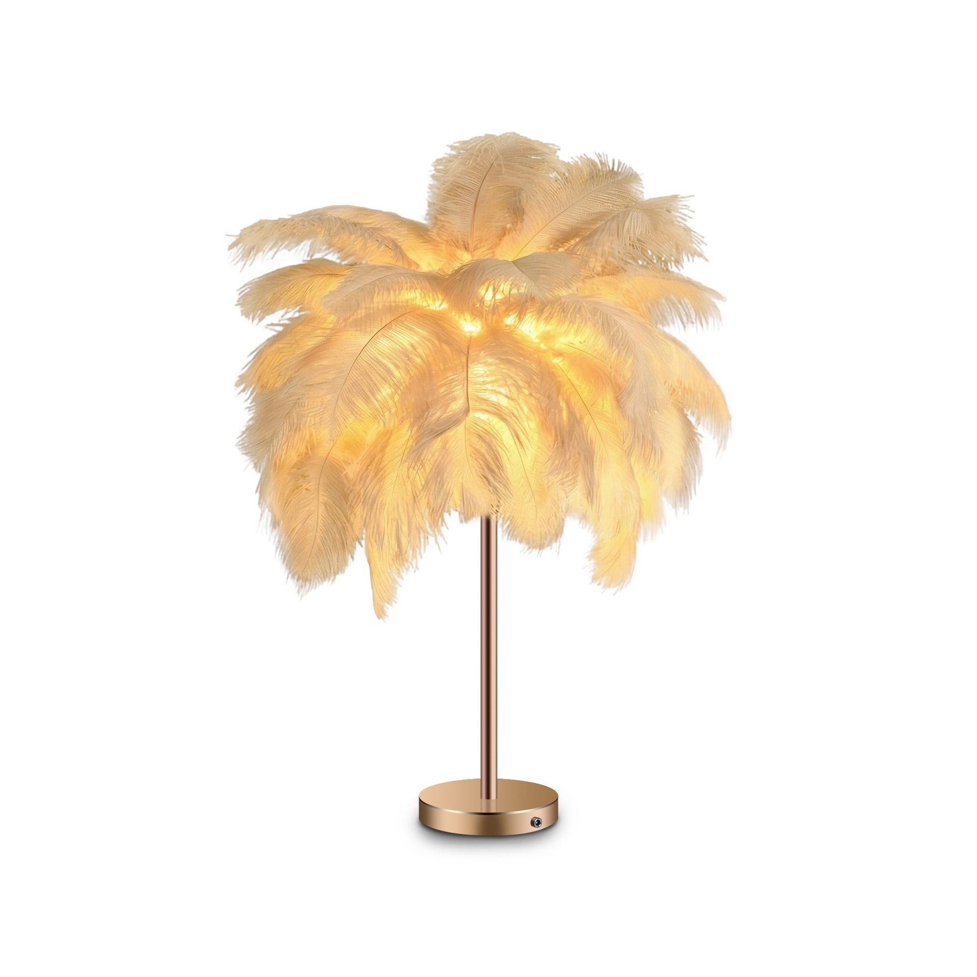 Feather Table Lamp, Bedside Table Lamp Artificial Feather Shade LED Desk Lamp for Bedroom, Living Room, Office, Home