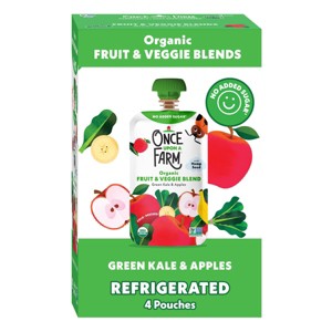 Once Upon a Farm Green Kale & Apples Organic Kids' Snack - 4ct/3.2oz Pouches - 1 of 4
