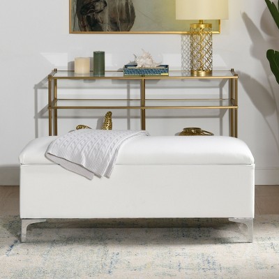 Nicbex 49" Storage Bench Modern Bright White Dye Bench for Entryway Bedroom