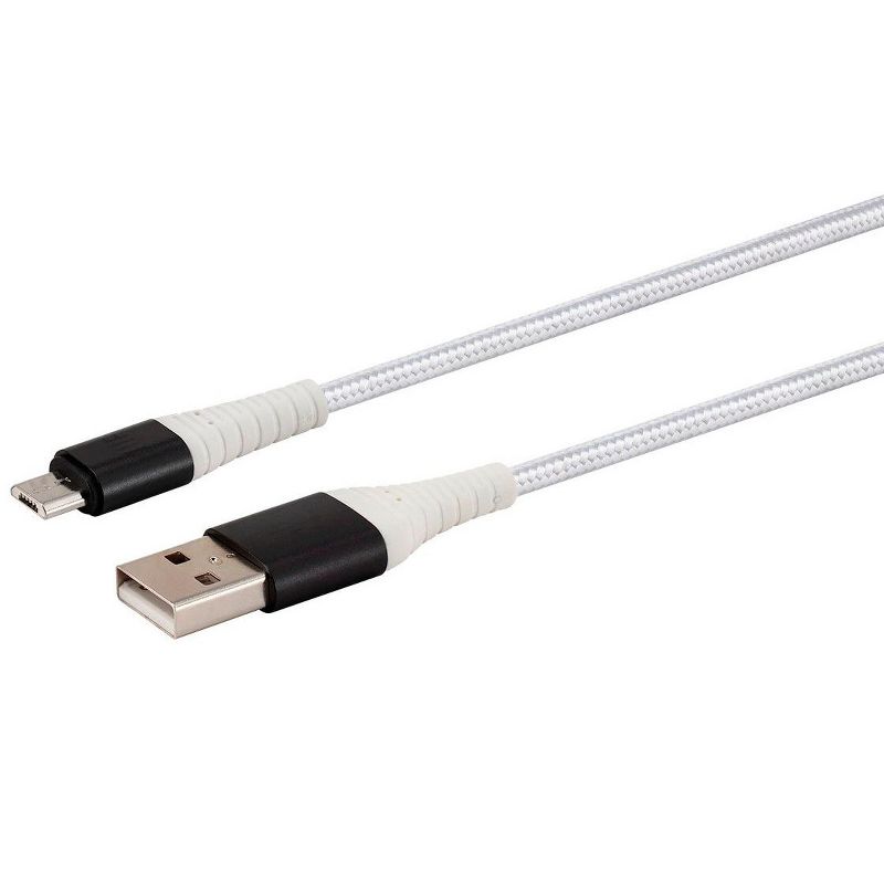 Monoprice USB 2.0 Micro B to Type A Charge and Sync Cable - 6 Feet - White, Durable,  Kevlar-Reinforced Nylon-Braid - AtlasFlex Series, 2 of 7