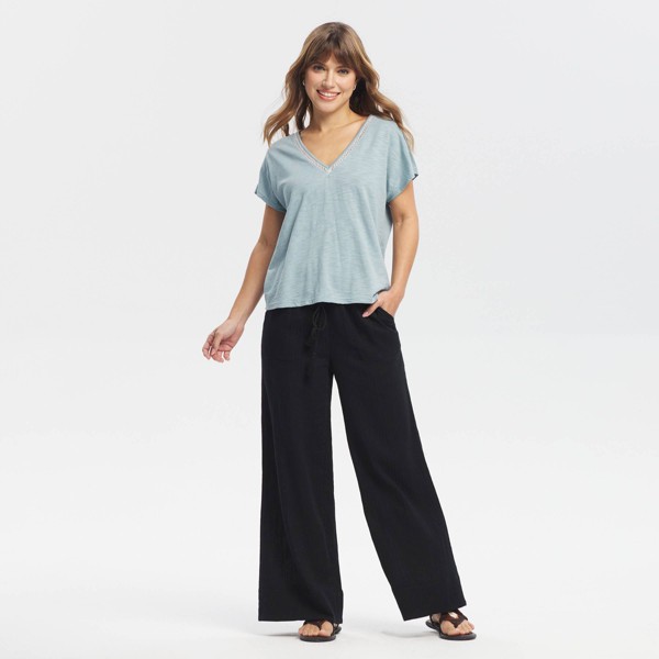 Pantalón de tiro alto con cordón y flecos, pierna ancha - Universal Thread™ 3
