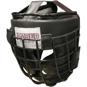 Amber Fight Gear Heavy Leather Headgear with Removable Face Mask, Adjustable Hook & Loop Closure - 1 of 1