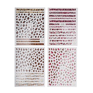 Unique Bargains Self-Adhesive Leopard Print Nail Art Stickers Pink Brown 4 Pcs - 1 of 4