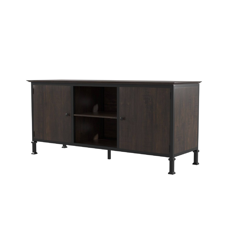 24/7 Shop At Home Kelson Multi Storage TV Stand for TVs up to 65": Metal Legs, Cable Management, Fixed Shelves