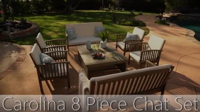 Carolina 8pc Acacia Patio Set - Brown Patina/Cream - Christopher