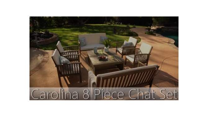 Carolina 8pc Acacia Patio Set - Brown Patina/Cream - Christopher Knight Home, 2 of 9, play video