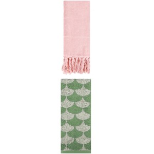 REGALWOVEN 2 Packs Cotton Geometric and Solid Absorbent Soft Hand Towel for Bathroom Kitchen - 1 of 4