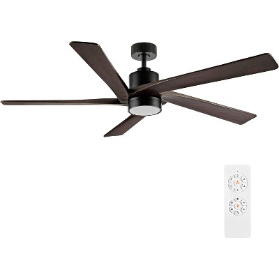 54" Black Modern LED Ceiling Fan with Lights and Remote for Covered Outdoor, Living Room