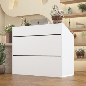 Famapy 47.2" Minimalist White Reception Desk - Professional Front Office Counter - 1 of 4