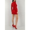 Coolmee Women's Bodycon Mini Dresses Ruched Solid Deep V Neck Dresses Long Sleeve Elegant Club Night Party Mini Dresses S Red - 2 of 4