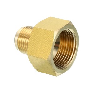 Unique Bargains Fit Air Gas Line Refrigeration Brass SAE 45 Degree Flare Plumbing Connectors - 1 of 4