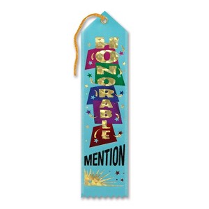 Beistle 2" x 8" Honorable Mention Award Ribbon; Turquoise 9/Pack AR074 - 1 of 1