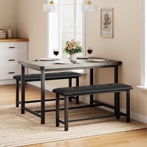 Jojoka 3-Piece Dining Table Set for 4,Kitchen Table with 2 Upholstered Benches for Small Space - 1 of 4