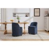Gulches Blue Chenille Swivel Dining Chair Set of 2 360 Degree Wheels Ergonomic Back 21 inch Wide 250 lb Compact Kitchen Dining Room - 3 of 4