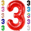 KatchOn, Giant Red Number 3 Balloon - 40 Inch | 3 Year Old Balloon, 3rd Birthday Balloons, Red Three Balloon for 3 Year Old Party Decorations - 2 of 4