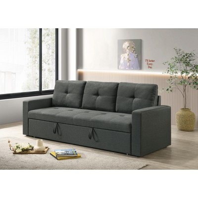 Burleigh 83.5"W Dark Gray Polyester Sleeper Sofa with Tufted Cushions