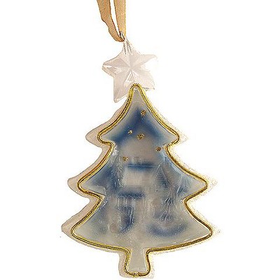 Roman 3" Winter Scene Tree-Shaped Christmas Ornament - Blue/White